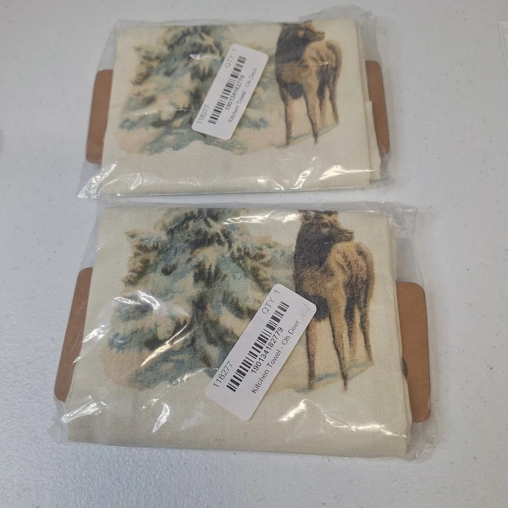 Primitives by Kathy Kitchen Towel Set Oh Deer Christmas‎ Tree Reindeer Holiday